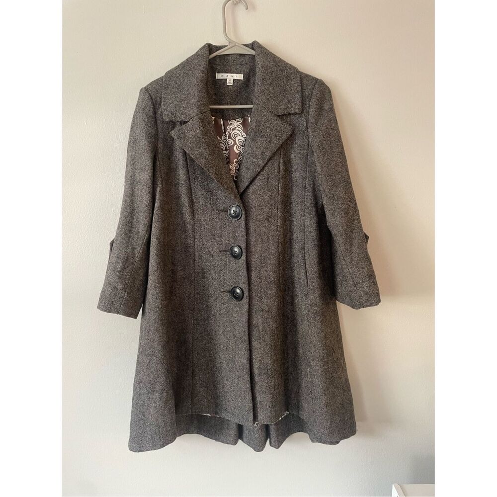 Cabi Size 2 Womens Space Gray Natural Fiber Coat NEW